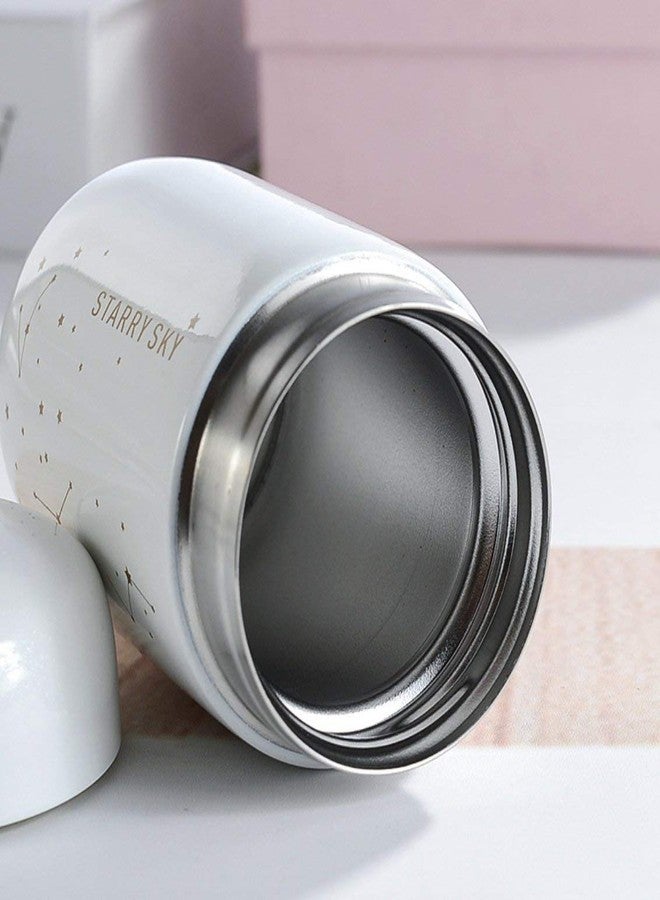 CherryBox Mini Starry Sky Flask, Double Wall Vacuum Insulated Water/Tea/Coffee Bottle, Stainless Steel - 200ml (White) - Image 2